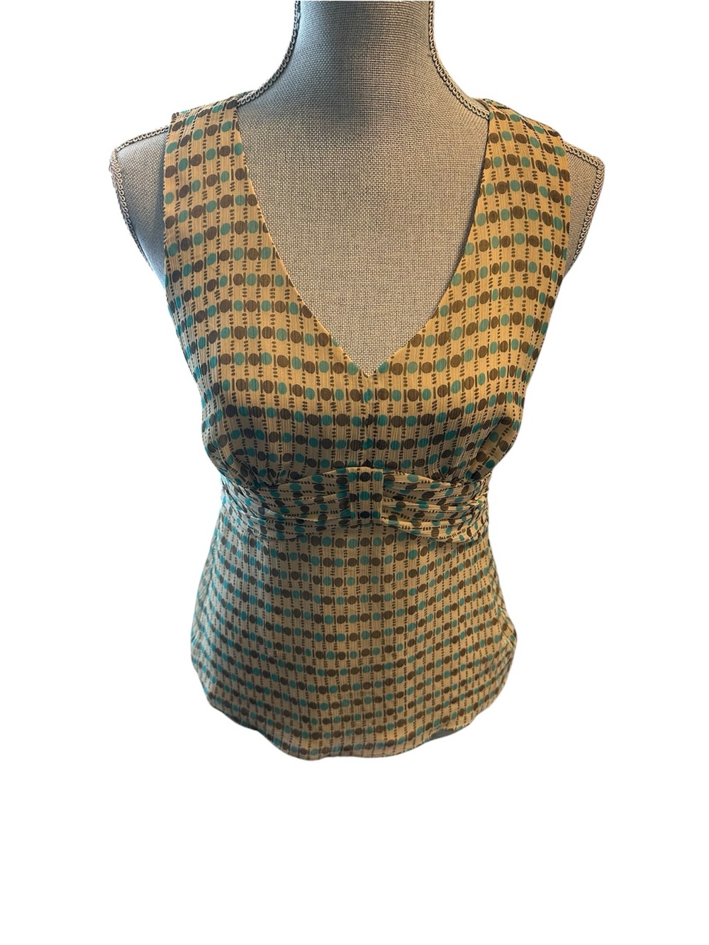 Vintage Y2K Ann Taylor LOFT Polka Dot Asymmetric Tank Blouse Top Size 6